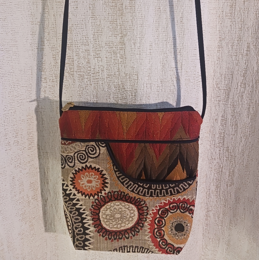 Danny K Beverly Hills tapestry crossbody messenger bag adjustable strap